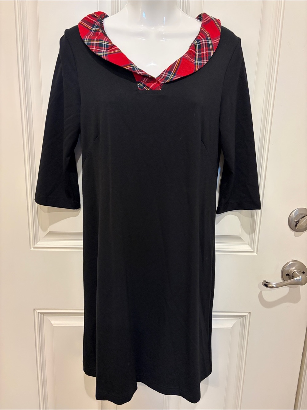 Sailor Sailor Black Shift Dress with Red Plaid Collar S - Picture 2 of 7
